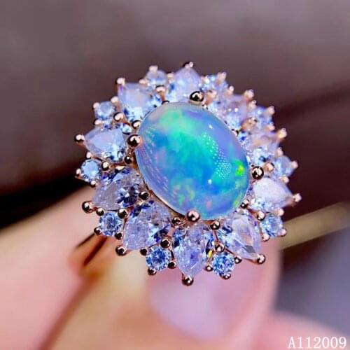 KJJEAXCMY fine jewelry 925 sterling silver inlaid natural white opal ring new female gemstone ring lovely support test