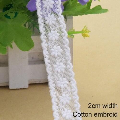 15yards 2cm wide Cotton embroid lace sewing ribbon guipure trim wedding lace DIY Garment Accessories french doll lace#3933