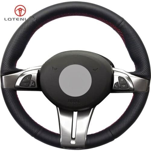 LQTENLEO Black Artificial Leather Hand Sewing Car Steering Wheel Cover for BMW Z4 E85 (Roadster) 2003-2008 E86 (Coupe) 2005-2008