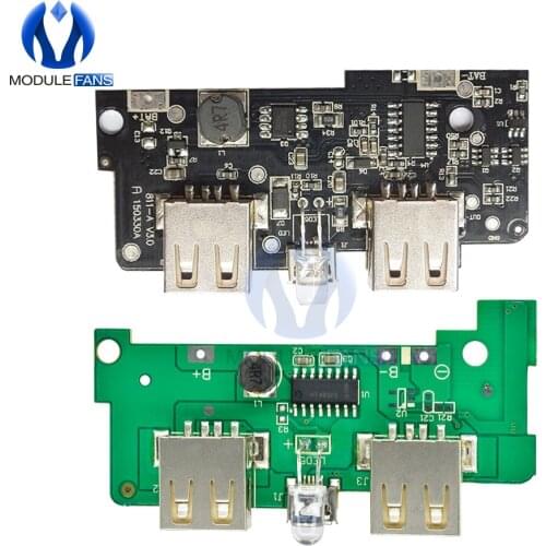 5V 1A 2A Power Bank Charger Module Step Up Boost Power Supply Charging PCB Circuit Board DIY Dual USB Output LED Powerbank