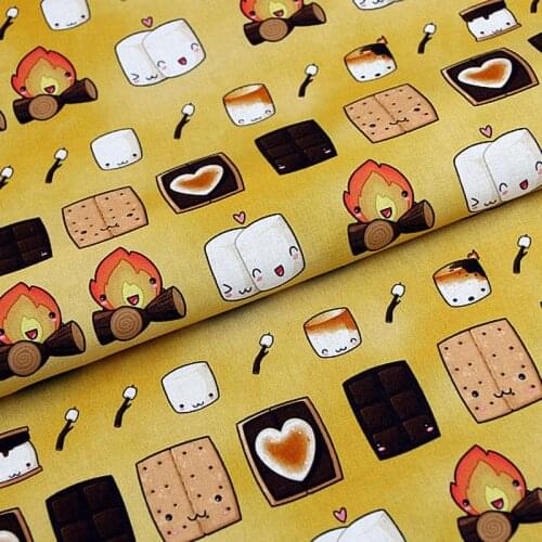 Cartoon Cute Tablewares 100% Cotton Fabric for Kids Clothes Sewing Quilting Fabrics Needlework Material DIY Handmade Crafts