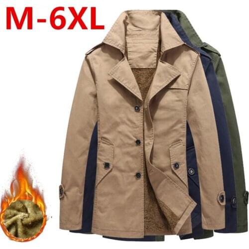 Winter Warm Thick Fleece Jacket Men Casual Business Trench Coat Single Breasted Solid Parkas Outerwear Turn-down Collar Clothes