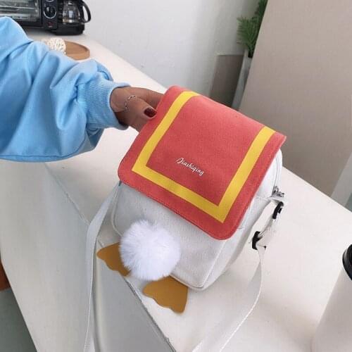Disneys new cute canvas Donald Duck butt small bag hit color student diagonal shoulder phone bag girl lipstick pink coin bag