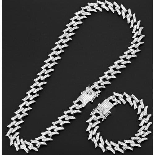 New Hip Hop Iced Out Paved Rhinestones Men Punk 16MM Full Miami Curb Cuban Chain CZ Bling Rapper Necklaces Jewelry Wholesale