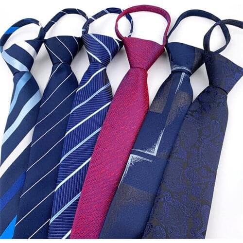 2021 New Zip Tie Men 7cm Korean Business Wedding ZIPPER Necktie Women Polyester Easy To Pull Neckwear Strips Pailsey Leisure 2pc