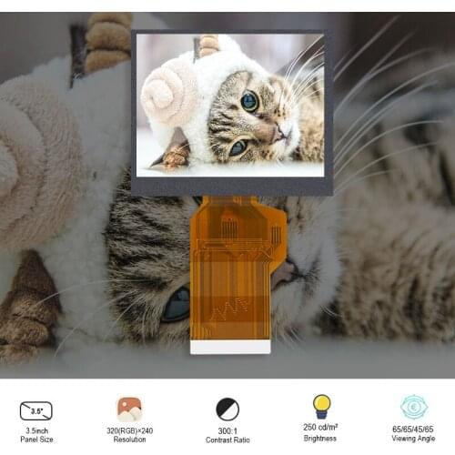Original Innolux PT035TN01 V.3 Resolution 320×240 LCD Display Screen 3.5 Inch 250 Nits FPC Interface 60 Pins LCM Module