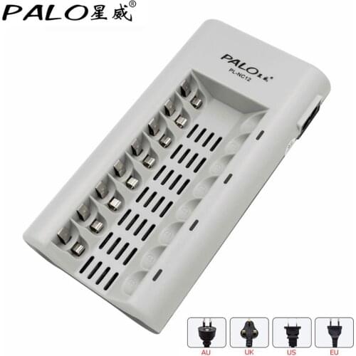 PALO 8 Slots Battery Quick Chargers LED Light Smart battery Charger for NI-MH NI-CD 1.2V AA AAA rechargeable battery batteries