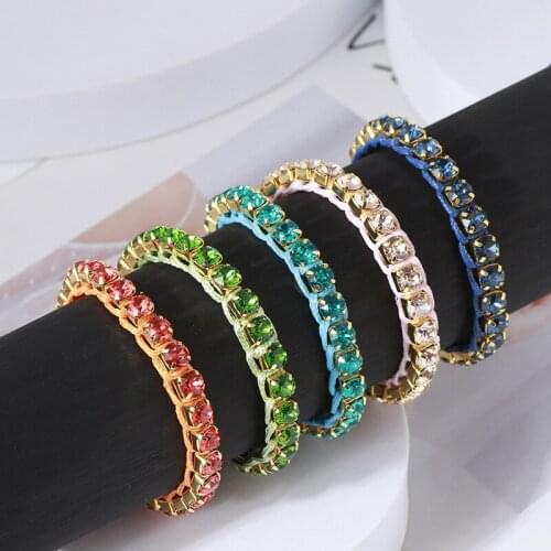 Braided rope inlaid rhinestone hand-woven bracelet multi-color simple ladies bracelet