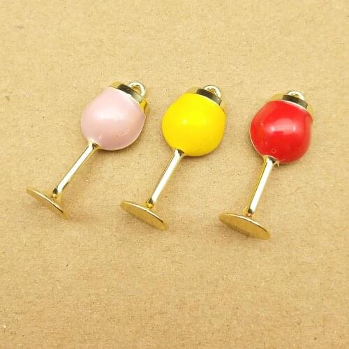10pcs 12x30mm wine cup enamel charm for jewelry making fashion earring pendant bracelet necklace charms diy design charms