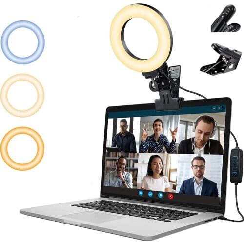 Protable Selfie Ring Light for Laptop Computer Desktop Youtube Ring Lamp Video 3 Color Modes LED Lighting With Holder Clip#g3