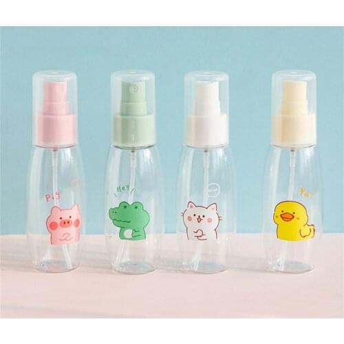 35/45/50/55/85ml Cartoon Printed Transparent Empty Spray Bottles Pet Mini Empty Cosmetic Containers Refillable Bottle Random