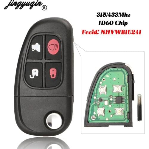 Jingyuqin 4 Buttons Flip 2002-2008 433mhz 4D60 Chip Remote Control Car Key Replacement For Jaguar X-Type S-Type 1999-2009 XJ XJR