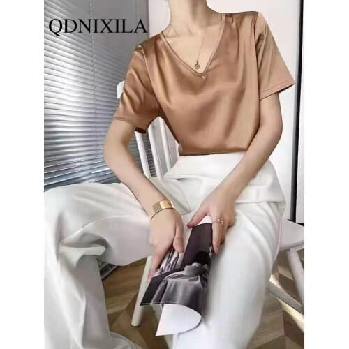 QDNIXILA Womens Silk Shirts