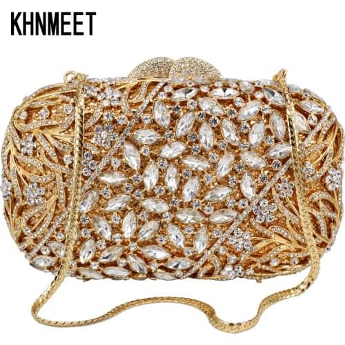 Luxury Golden Fashion Evening Bag Female Purse Clutch Bag Wedding Prom Chain Handbags Factory Customized SC630
