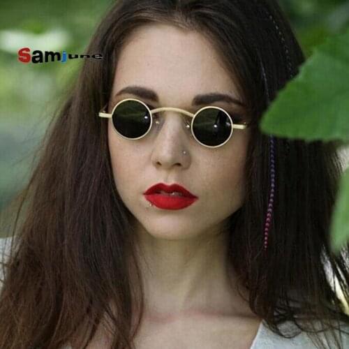 Samjune Brand Designer Women Round Sunglasses Men Steampunk Fashion small Metal Frame Sun Glasses Shade Gafas Oculos Eyewear