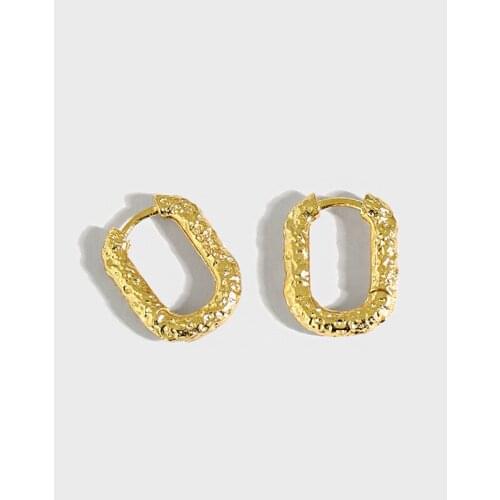 Real 925 sterling silver irregular oval stud earrings for women earing, simple woman gold plated earings fine jewelry gifts