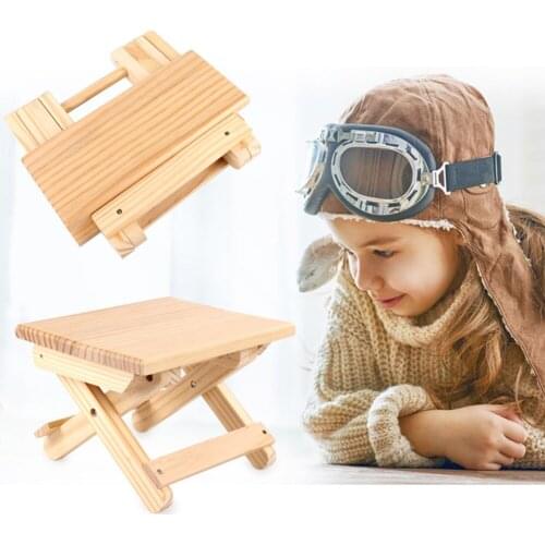 Natural Wooden Folding Chair Stool Portable Collapsible Fold Away Beach Chair Wooden Small Stool Seat For Outdoor Fishing