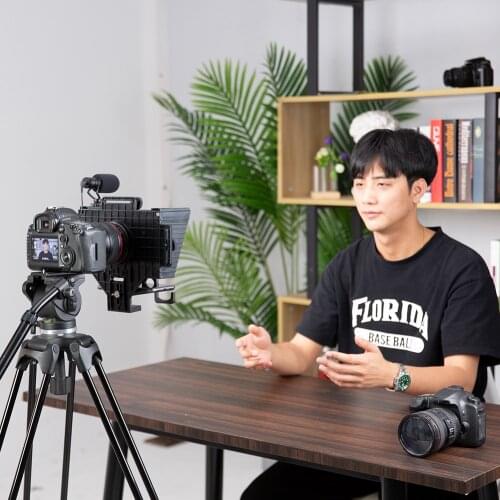 TC3 Teleprompter for Tablet Smartphone DSLR Camera Portable Teleprompter with Remote Control + Lens Adapter Rings