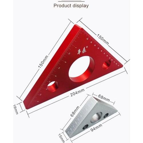 45 Degree Aluminum Alloy Angle Ruler Inch Metric Triangle Ruler Carpenters Workshop Woodworking Square Woodworking Tools