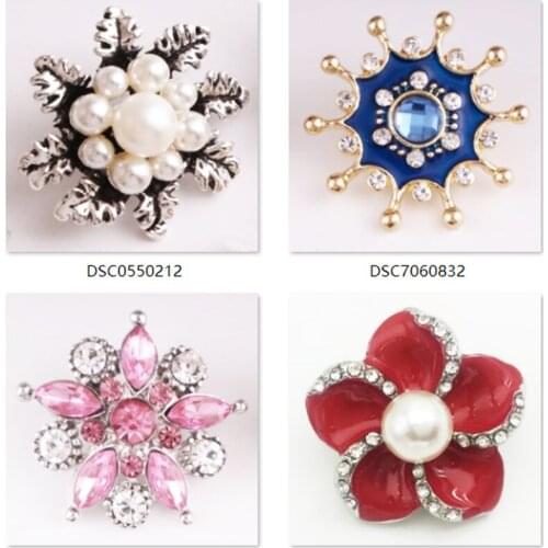 XH7433 Vintage flower gold Metal 18mm Snap button fit snap bracelet For Women