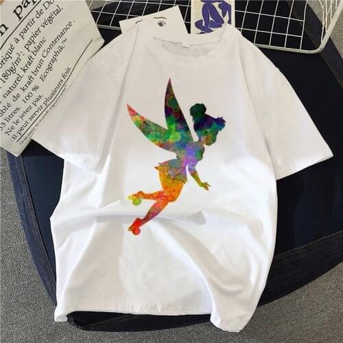 Womens t-shirt ulzzang harajuku graphic funny little fairy with wings print t-shirt the neck casual womens tops