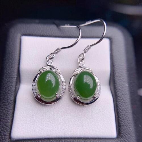Fashion round Leaf S925 silver natural green jasper gem drop earrings natural gemstone women birthday party gift fine jewelry