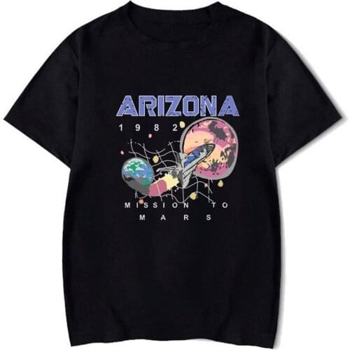 Vintage Short Sleeve Tops Summer Arizona Space Print T Shirts Y2k Harajuku Woman Tshirts