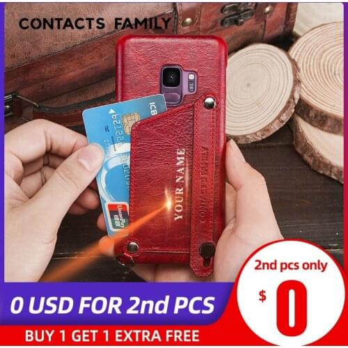 Genuine Leather Hard Cell Case For Samsung Galaxy S9 Case With Credit Card Slot For Samsung Galaxy S9 Back Cover Bracket Design