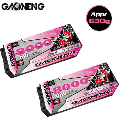 1-2PCS GAONENG GNB 15.2V 8000mAh 100C LiPo Battery For RC Car Racing Spare Parts With Shell Upgrade LiHV 4S Battery