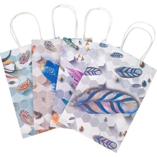 10Pcs/lot Creative Decor Honeycomb Feather Paper Magazine Storage Portable Bag