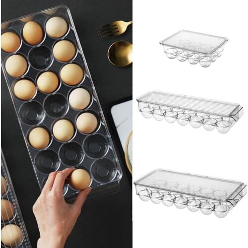12/14/21 Grids Egg Storage Box Egg Tray Containers Refrigerator Transparent Airtight Preservation Eggs Kitchen Dispenser Fr F3C1