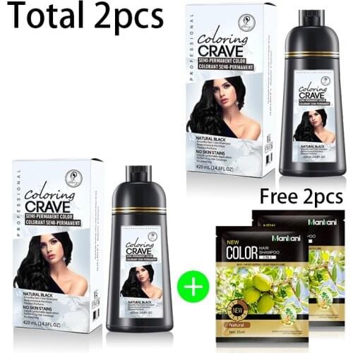2 Pcs/Lot Magic Black Brown Dye 5 Minutes MANKANI Argan Oil Hair Color Shampoo 99% Cover Grey Hair Natural Plant Extract Dye
