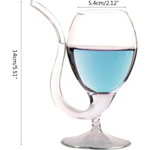 300ml Red Wine Glass Transparent Cup Mug With Built in Drinking Tube Straw Wate HX6D