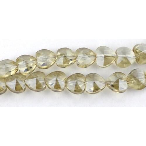 50pcs10x10MM Champange Silver Plated Heart Crystal Glass beads Faceted Crystal Beads Curtains Chandelier Light DIY Beads