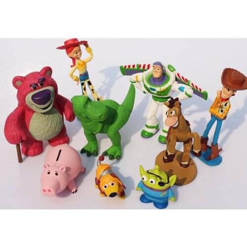 9Pcs/Lot Toy Story Buzz Lightyear Woody Jessie Little Green Men Action Figures Toys