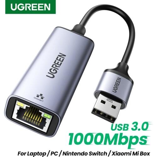 Ugreen USB 3.0 Ethernet Adapter USB 2.0 Network Card to RJ45 Lan for Windows 10 Xiaomi Mi Box 3/S Nintend Switch Ethernet USB