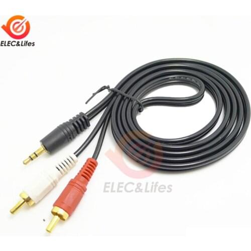 1.5m RCA Audio Cable 2 RCA Male to 3.5mm Jack to 2 RCA AUX Cable Splitter Cable for Home Audio Theater iPhone Huawei Headphones