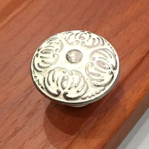 White and Silver Combined Cabinet Knob,1.14 Inch Flat White, Round Shape Design