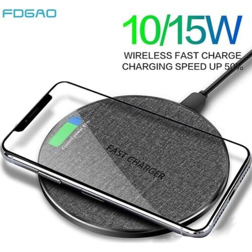 FDGAO 15W Fast Wireless Charger For iPhone 12 11 X XS MAX XR 8 Xiaomi Mi 10 9 Samsung S9 S10 S20 Qi Induction Charging Base Pad