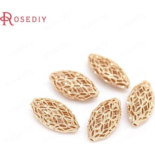 D237)4 pieces 17x10mm 24K Champagne Gold Color Plated Brass Oval Bracelet Spacer Beads High Quality Diy Jewelry Accessories