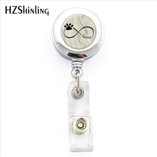 2017 New Badge Holder Dog Paw and Love ID Card Holder With Clip Symbol Photo Office Badge Reel