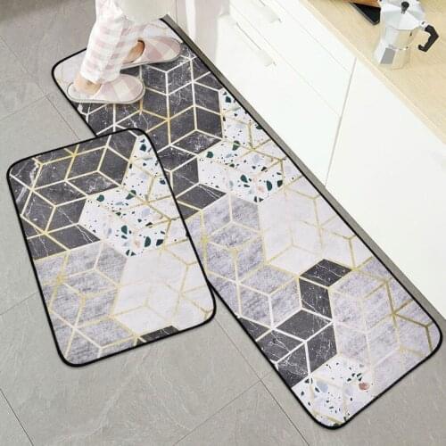 Long Kitchen Floor Mats Printed Kitchen Mats Geometric Welcome Mat Water-proof Area Rugs Stain-proof Kitchen Rug for Home Decor