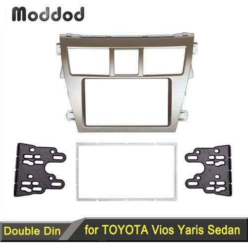Double Din Fascia for Toyota Vios 2008 belta Yaris Sedan Radio DVD Stereo Panel Dash Mounting Installation Trim Kit Frame Bezel