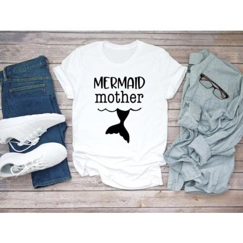 Mermaid Mother T-Shirt Mermaid Birthday Short Sleeve Unisex Stylish Graphic tee girl mothers day grunge vintage goth tops shirt