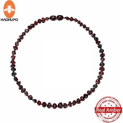 HAOHUPO Top Hot Quality Honey Classic Natural Stone Fashion Amber Necklace Girls Women Necklace Handmade Baby Necklace Child