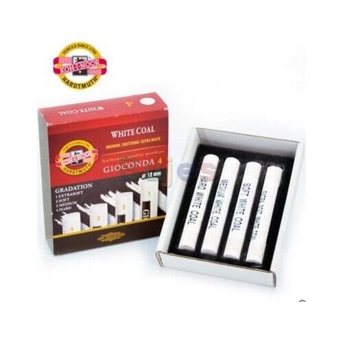 Koh-i-noor Charcoal Pencils,Sketch Pencils Charcoal Painting Set ,4 Sets of Wooden Charcoal Pens, Charcoal Bars, Black and White