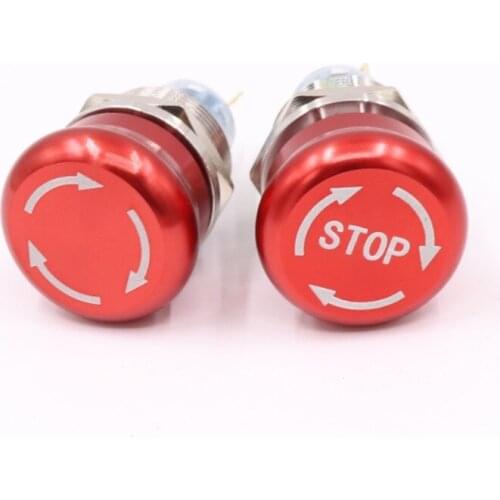 16mm/19mm/22mm Mushroom Head Emergency Stop Button Elevator Waterproof Explosion-proof Stainless Steel Metal Push Button Switch