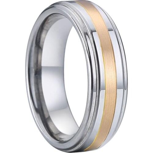 Tungsten inlay rings with True 14k gold wedding band alliance gold inlay jewelry