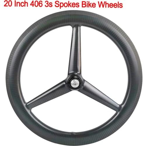 Width 25mm 20" Carbon Bmx 406 Folding Kid Single Speed Tri Three Spoke Road Bicycle Wheels 20inch Disc Track Clincher Wheelset