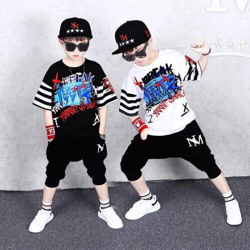 Summer Childrens Clothing Set Outfit Boys Short Sleeve Sports Suit Kids Cotton T-shirt + Pants 2 Pcs Set Tracksuit 4-13 Years